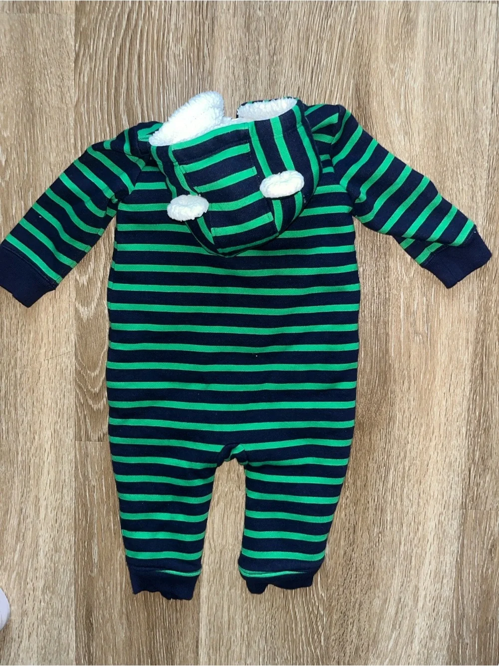 GAP Green and Navy Striped Hooded One-Piece